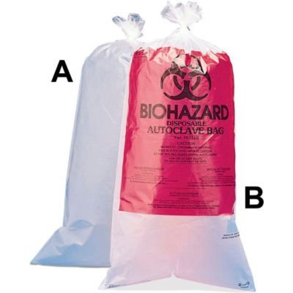 Bel-Art Bel-Art Clear Biohazard Disposal Bags, Non-Printed, 1-3 Gallon, 1.5 mil Thick, 12"W x 24"H, 100/PK 13160-0005